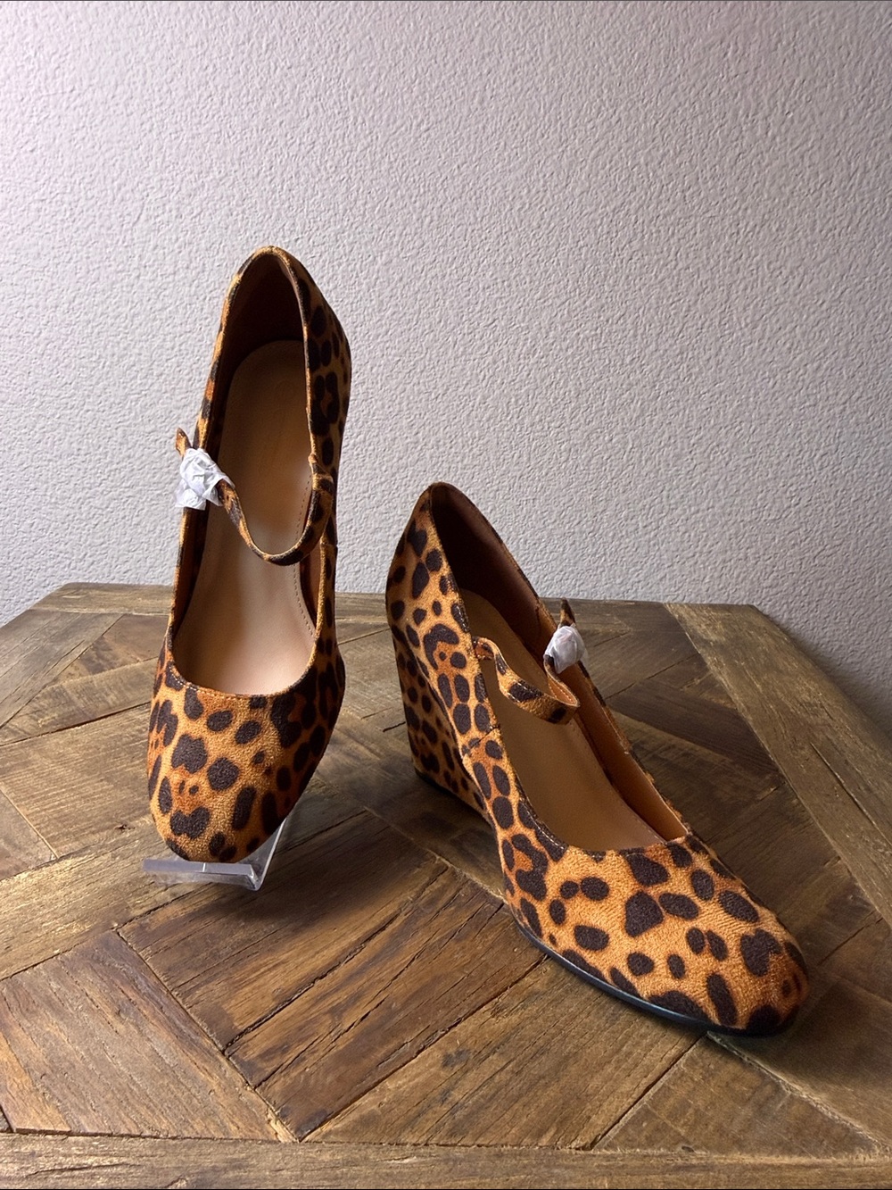 Size 9 Coutgo Leopard Print Mary Jane Wedge Pumps - Brown/Black